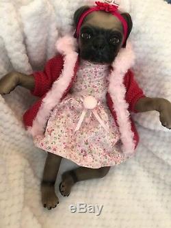 Cherish Dolls Uk Reborn Baby Pug Princess Girl Dog Nappy Lifelike Puppy Animal