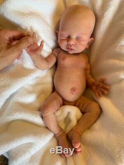 Custom order full body solid silicone preemie baby girl doll Madeline by Carolin