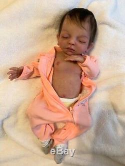 Custom order full body solid silicone preemie baby girl doll Madeline by Carolin