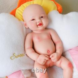 DollySil 17.3 inch Smile Face Newborn Baby Full Body Silicone Reborn Baby Dolls