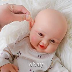 DollySil 17.3 inch Smile Face Newborn Baby Full Body Silicone Reborn Baby Dolls