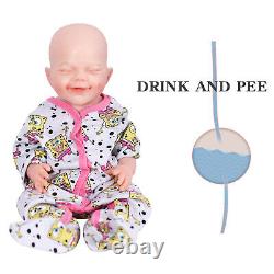 Drink-Wet 18.5 Reborn Baby Doll Full Body Platinum Silicone Smiley Girl Doll US