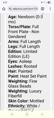 Edith By Cassie Brace Reborn Doll Painted By Deborah Miller COA