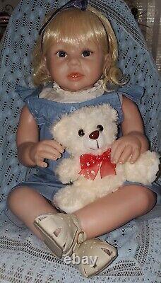 Elsie Reborn Blonde Toddler Baby Doll Cloth Body Handmade Realistic +toy & Story