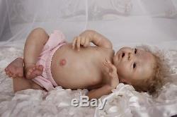 Esme Laura Lee Eagles Reborn newborn baby girl tummy platetakes a full paci