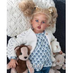 Finished Reborn Baby Doll 30inch Cute Girl Cloth Body Yellow Hair Birthday Gifts