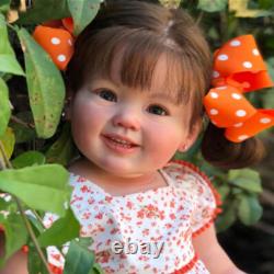 Finished Reborn Baby Doll Girl 28 Toddler Girl Rooted Long Hair Cloth Body Gift