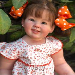 Finished Reborn Baby Doll Girl 28 Toddler Girl Rooted Long Hair Cloth Body Gift