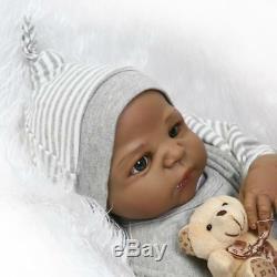Full Body Silicone Baby 23 Bathable Reborn Baby Dolls African American Boy Gift