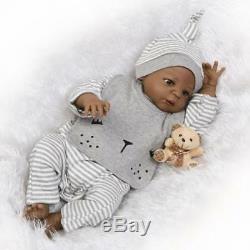 Full Body Silicone Baby 23 Bathable Reborn Baby Dolls African American Boy Gift