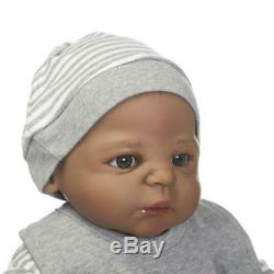 Full Body Silicone Baby 23 Bathable Reborn Baby Dolls African American Boy Gift