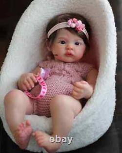 Full Body Soft Silicone Meadow Baby Reborn Girl With Rooted Hair Handmade 18in