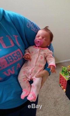 Full Silicone Painted Baby Girl 19 With Rooted Hair Ooak Doll