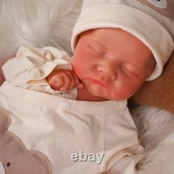 Full Silicone Reborn Baby Boy Silicone Doll Cute Infant Wheaten Color 17.72 Inch