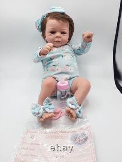 Girl Reborn Baby Doll with Pacifier, Bottle and COA
