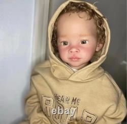 Handmade 28In Lifelike Reborn Baby Doll Toddler Boy Rooted Short Brown Hair Gift