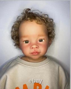 Handmade 28In Lifelike Reborn Baby Doll Toddler Boy Rooted Short Brown Hair Gift