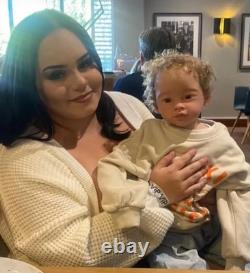 Handmade 28In Lifelike Reborn Baby Doll Toddler Boy Rooted Short Brown Hair Gift