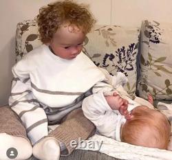 Handmade 28In Lifelike Reborn Baby Doll Toddler Boy Rooted Short Brown Hair Gift