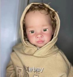 Handmade 28In Lifelike Reborn Baby Doll Toddler Boy Rooted Short Brown Hair Gift