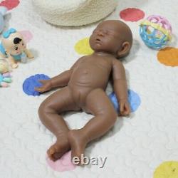 Handmade Eyes Closed Girl Baby 17Full Silicone Lifelike Reborn Baby Brown Doll