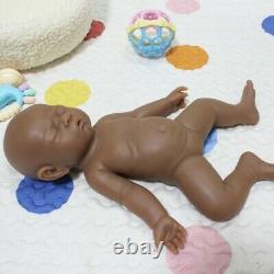 Handmade Eyes Closed Girl Baby 17Full Silicone Lifelike Reborn Baby Brown Doll