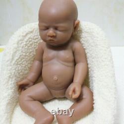 Handmade Eyes Closed Girl Baby 17Full Silicone Lifelike Reborn Baby Brown Doll