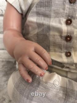 Huge Reborn Baby Doll Hand-Rooted Hair Toddler Handmade Toy Blonde 28
