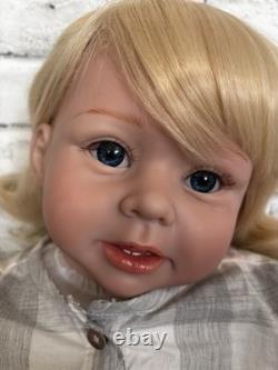 Huge Reborn Baby Doll Hand-Rooted Hair Toddler Handmade Toy Blonde 28