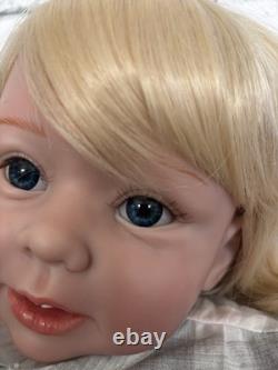 Huge Reborn Baby Doll Hand-Rooted Hair Toddler Handmade Toy Blonde 28