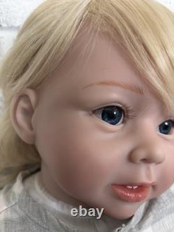 Huge Reborn Baby Doll Hand-Rooted Hair Toddler Handmade Toy Blonde 28