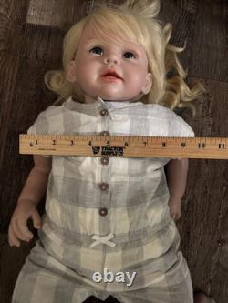 Huge Reborn Baby Doll Hand-Rooted Hair Toddler Handmade Toy Blonde 28