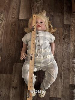 Huge Reborn Baby Doll Hand-Rooted Hair Toddler Handmade Toy Blonde 28