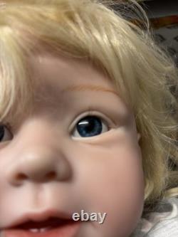 Huge Reborn Baby Doll Hand-Rooted Hair Toddler Handmade Toy Blonde 28