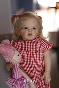 Huge Reborn Baby Dolls Girl Weighted 28 Lifelike Toddler Doll Curly Blonde Hair