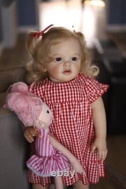 Huge Reborn Baby Dolls Girl Weighted 28 Lifelike Toddler Doll Curly Blonde Hair