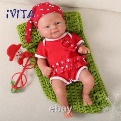 IVITA 14'' Full Silicone Reborn Baby Girl Realistic Preemies Silicone Doll