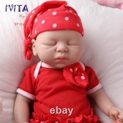 IVITA 15'' Eyes Closed Full Silicone Reborn Baby Girl Vivid Silicone Infant Doll