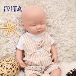 IVITA 15'' Full Silicone Reborn Baby Boy Lifelike Sleeping Newborn Silicone Doll