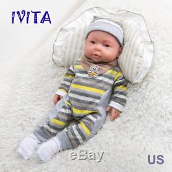 IVITA 16'' Full Body Silicone Reborn Baby BOY 2KG Realistic Cute Silicone Doll