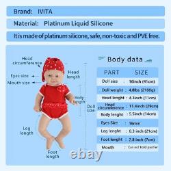 IVITA 16'' Weaky Silicone Reborn Baby Girl Cute Newborn Silicone Doll Xmas Gift