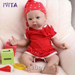IVITA 17 Lifelike Girl Newborn Reborn Baby Full Body Silicone Doll Xmas Gifts