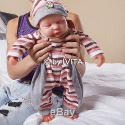 IVITA 18.5'' Skin Color Eyes Closed 3.7KG Silicone Reborn Baby Girl Newborn Baby