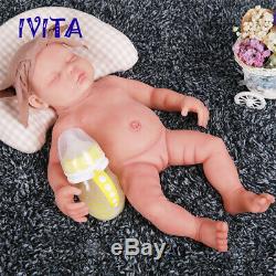 IVITA 18.5'' Soft Silicone Reborn Doll Lifelike Eyes Closed Baby Girl 3700g Toy