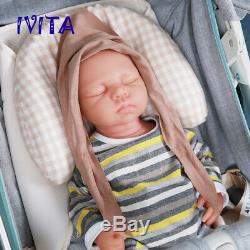 IVITA 18'' Full Body Silicone Reborn Baby Eyes Closed Cute Girl Doll 3200g