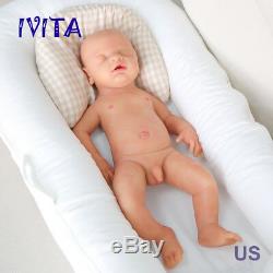 IVITA 18'' Full Body Soft Silicone Baby Eyes-closed BOY Lifelike Reborn Doll