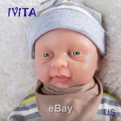 IVITA 18'' Full Silicone Reborn Baby BOY Take Pacifier Lifelike Infrant Dolls