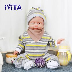IVITA 18'' Full Silicone Reborn Doll Lifelike Rebirth Baby Boy Can Take Pacifier