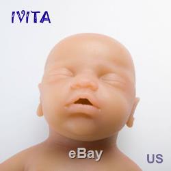 IVITA 18'' Full Soft Silicone Reborn Baby Doll GIRL Eyes-closed Take A Pacifier