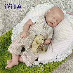 IVITA 18'' Silicone Reborn Baby Eyes Closed Sleeping Boy Doll Can Take Pacifier